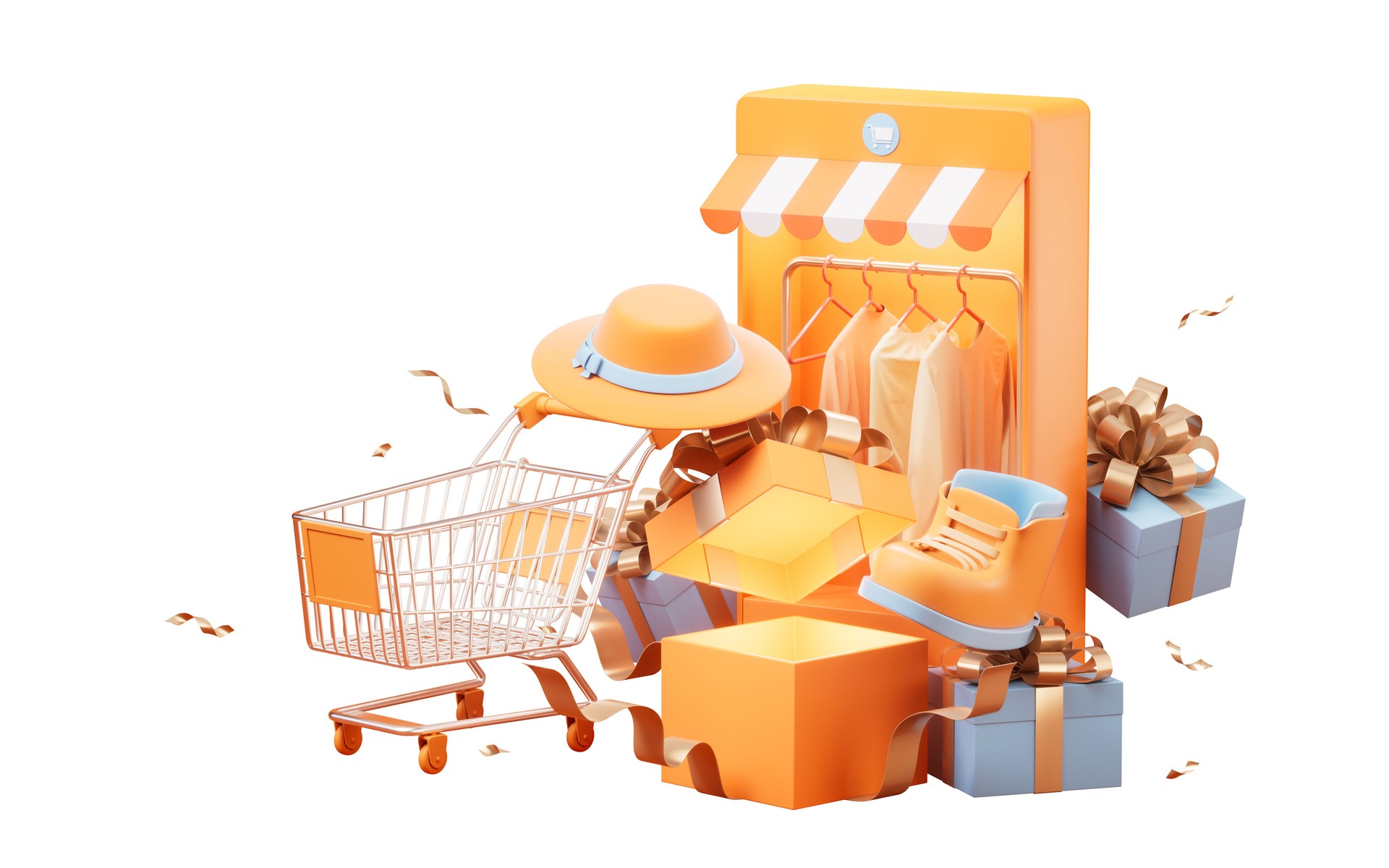 Online clothing store, 3d rendering.